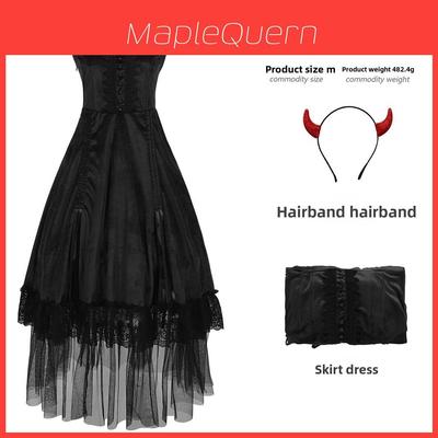 Gothic Vampire Queen Costume For Halloween Party With Polyester Fabric For Adults