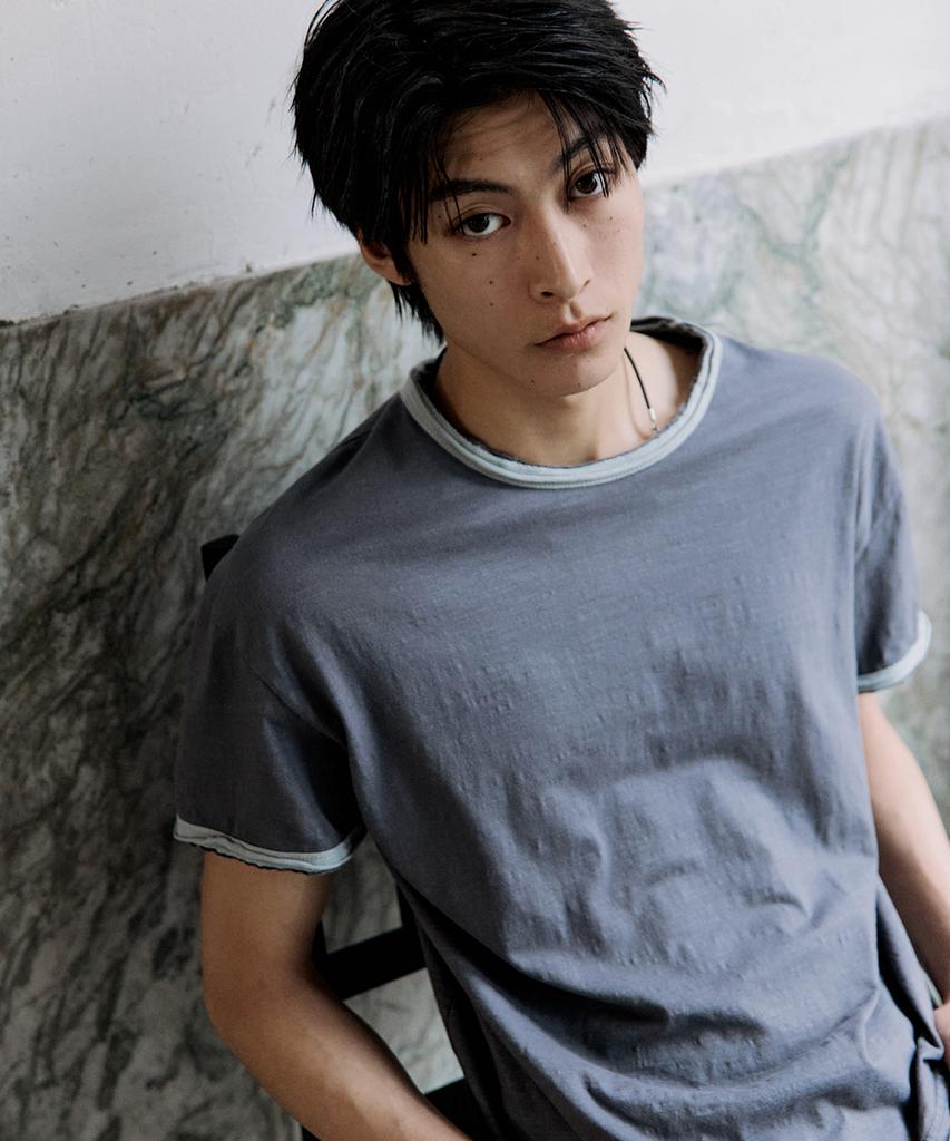 HOOVES Layered Slub Crop Short Sleeve Tee [Blue Gray]