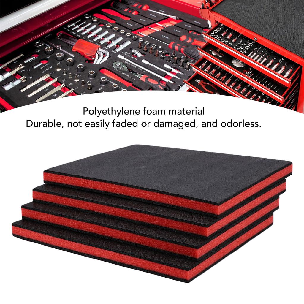 4pcs Tool Box Foam Inserts 19.69x15.75x1.38in Cuttable Toolbox Polyethylene Foam Sheet for Toolbox Hard Case Toolbox Drawer