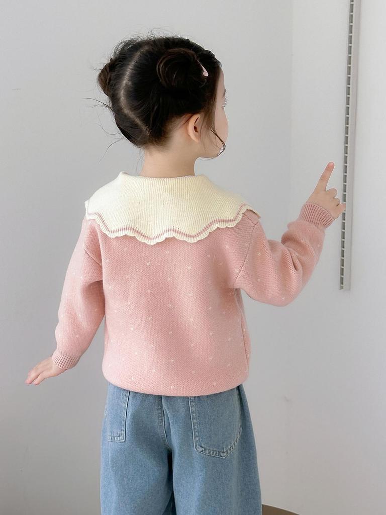 2025 New Korean-Style Girls' Knitted Wool Sweater - Spring/Autumn Collection
