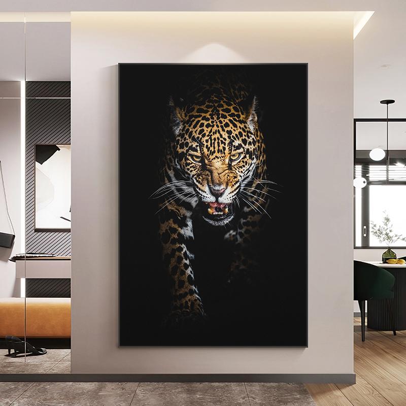 Moderna leoparder Nordisk affisch och tryck Canvasmålning Vilda djur Väggkonst Dekorativ bild för vardagsrum Heminredning