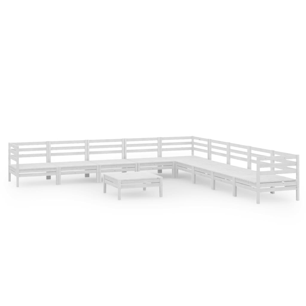 Vidaxl 10-Cz. Garden Lounge Set, White, Pine Wood