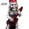 Weather Resistant Yard Art Halloween Skeleton Gnome Musician Resin Figurine, Hand-Painted Gothic Statue with Guitar Collectible Musical Statues