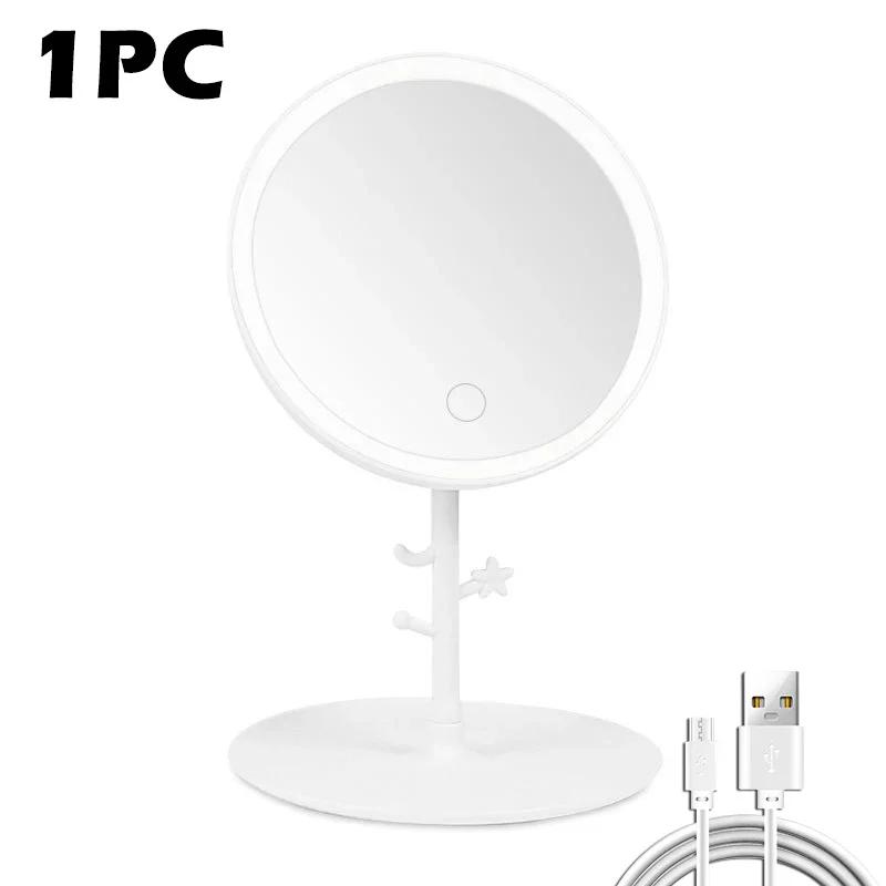 

Светодиодное зеркало для макияжа с лампой настольного типа Интернет знаменитости заполняющее световое зеркало Ins Style Dormitory Desktop портативное туалетное зеркало белый