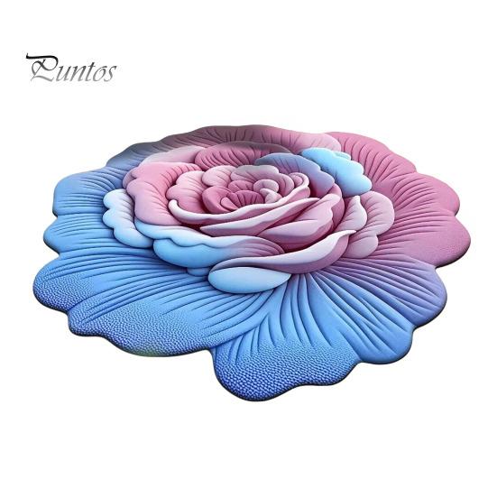 Sunflower Shaped Bath Mat Floor 3D Floral Design Non-Slip Dot-Embossed Backing Quick-Drying Large Rug Plush Carpet Soft Comfort Home Decor Moisture