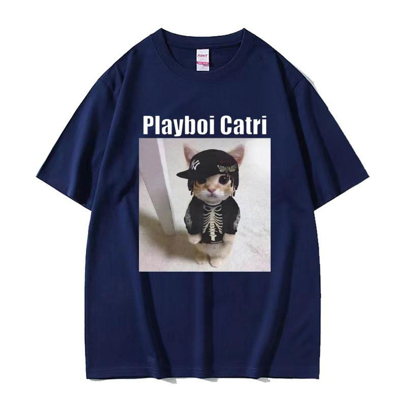 Playboi Carti Cute Cat Meme Funny Narcissist Opium Tshirt for Men Women Hip Hop Fashion T Shirt Casual Cotton Oversized Tshirts