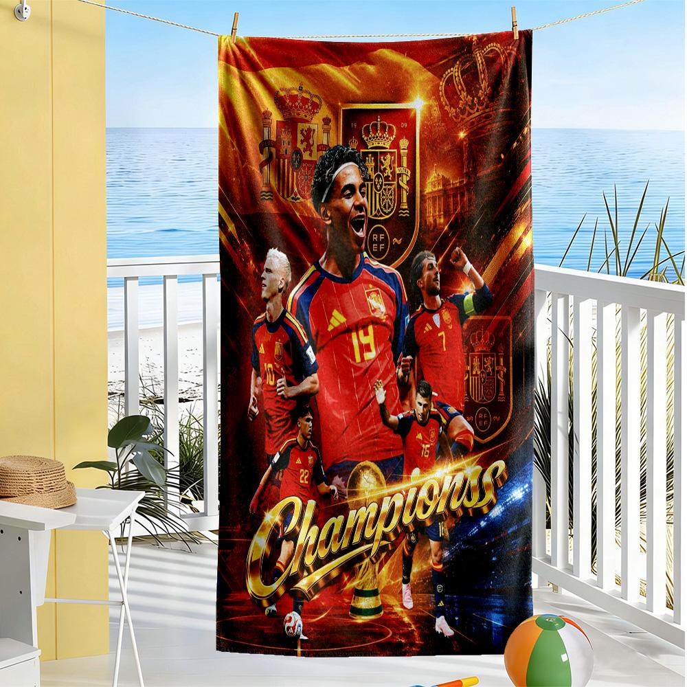 Lamine Yamal Spain Champions Celebration Beach Towel Quick-Dry Soft Microfiber Comfortable Lightweight