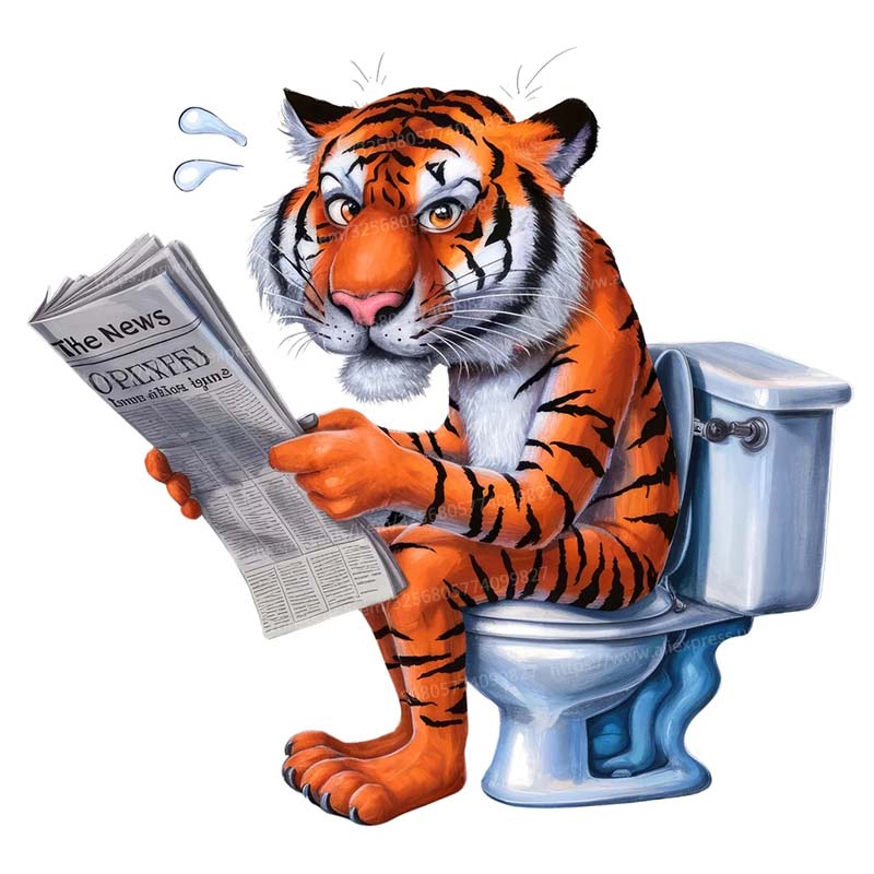 Funny Cat Dog Fox Tiger Animal on the Toilet Sticker Bathroom Toilet Cover Sticker Wall Sticker WC Home BathRoom Waterproof Decoration S353