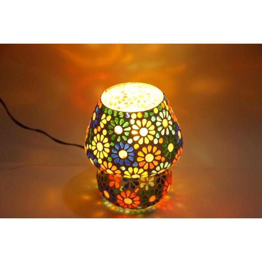 Mosaic Style Dome Shaped Glass Table Lamp (Multicolour)