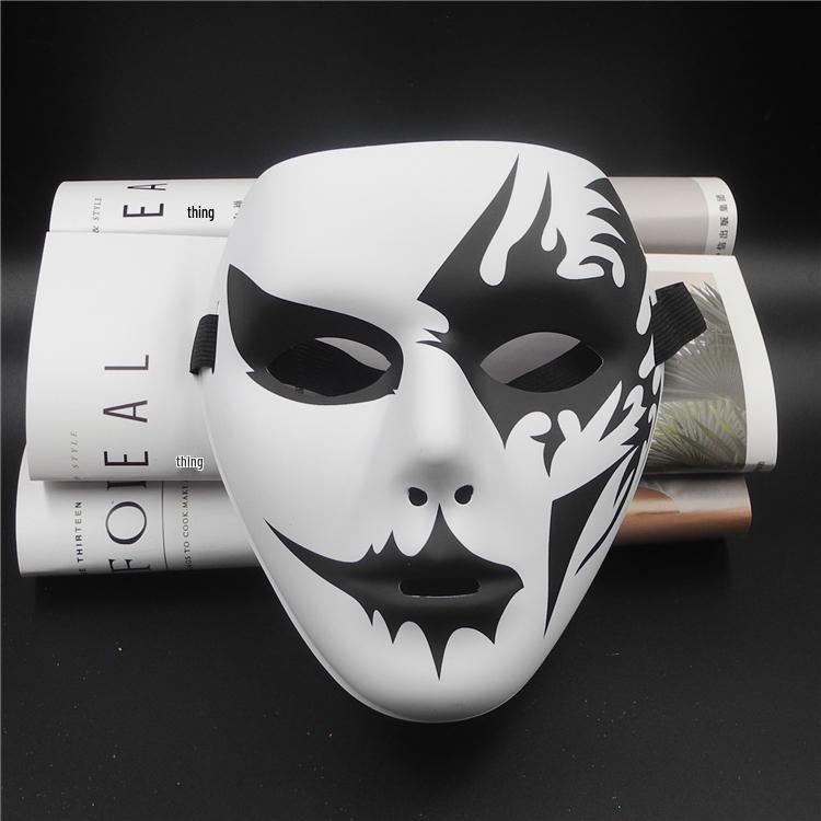 Hand-Painted Hip-Hop Masquerade Full-Face Mask for Street Dance - Unisex