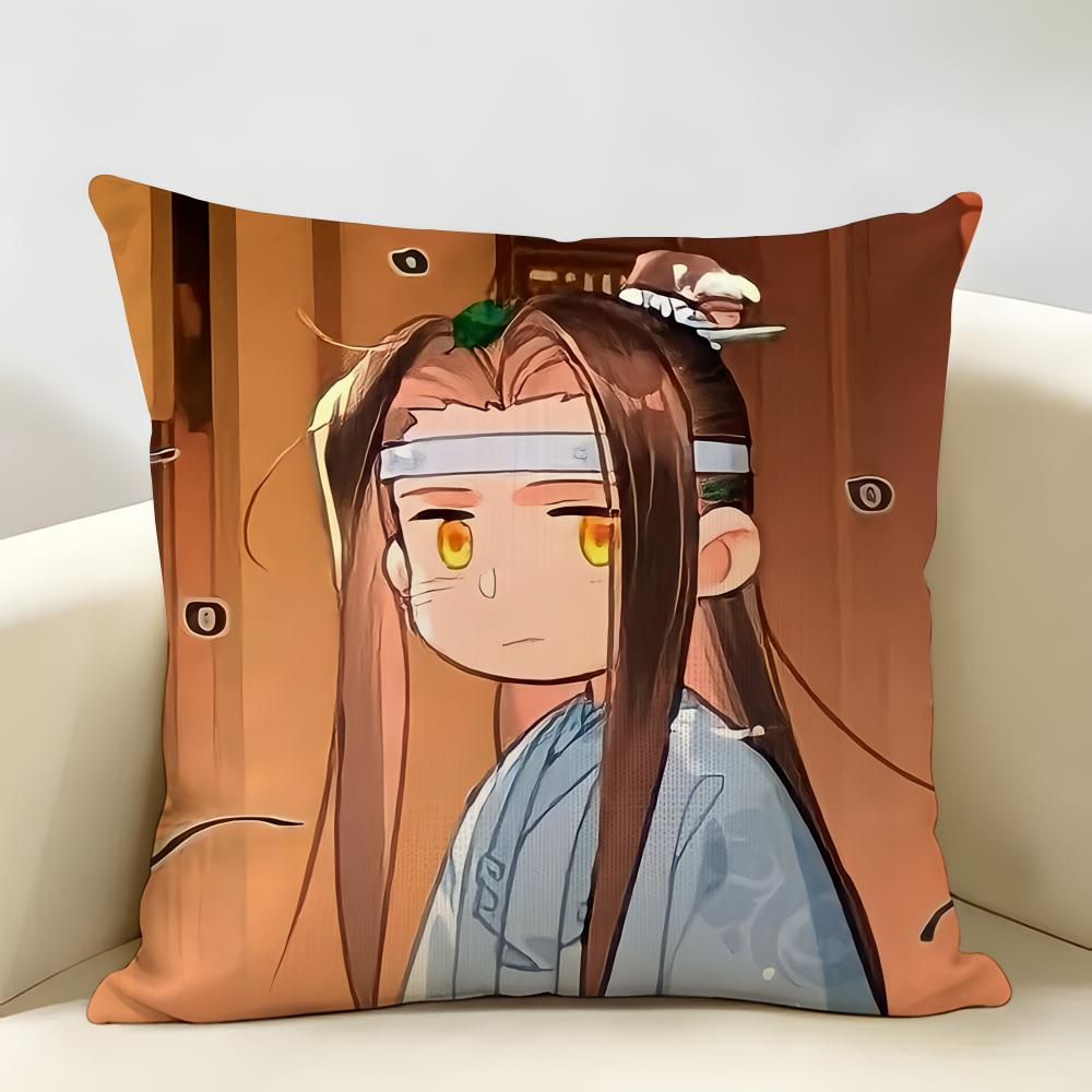 Cute MMo DDao ZZu SShi Cushion Cover Natural Linen Organic Fabric DoubleSided Printing Room Sofa Decor Pillow Case