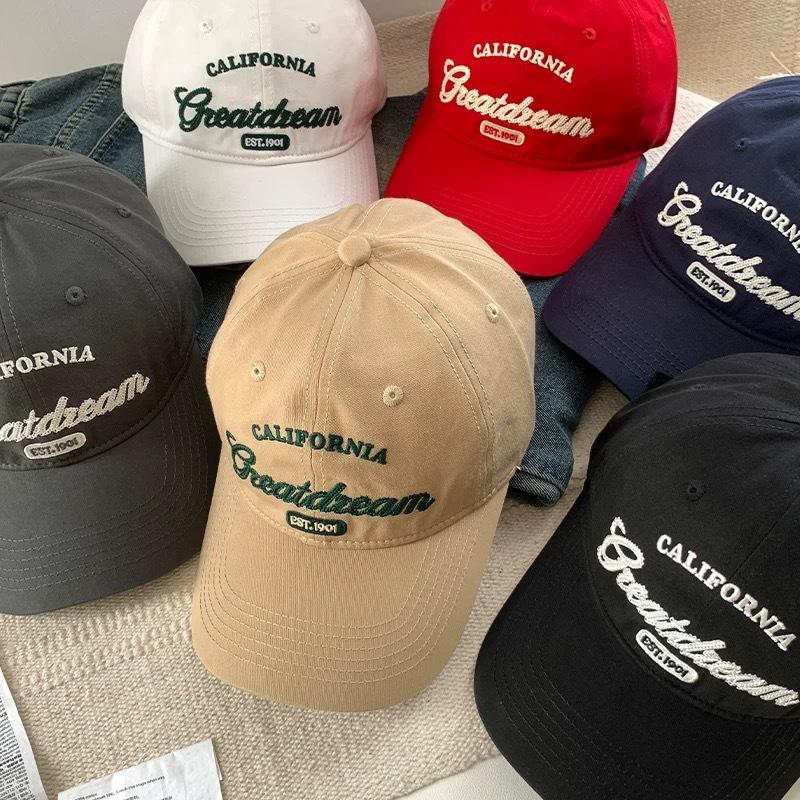 New Style, Embroidered Letters, Solid Color, Soft Top Baseball Cap, Women's, Fashionable Sun Hat, Couple's Hat, Small Face, Duckbill Cap