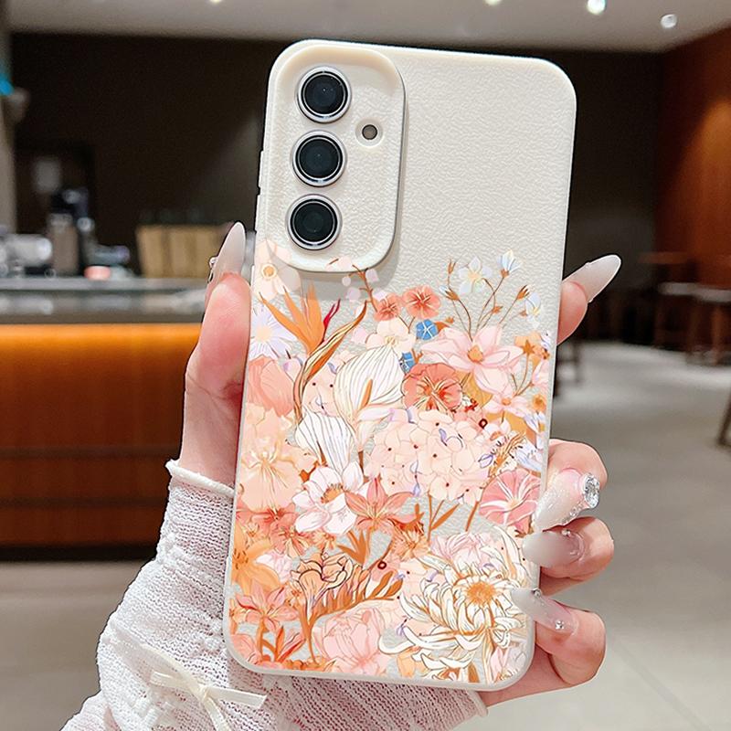 Hydrangea Peony Flower Pattern Case For Samsung Galaxy S26 S25 S24 Ultra S23 S22 S21 FE A54 A15 A35 A55 A16 A26 A36 A56 A17 A37 A57 5G Funda