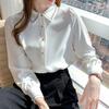 Women's White Chiffon Long Sleeve Shirt - 2025 Autumn Design Professional Formal Wear