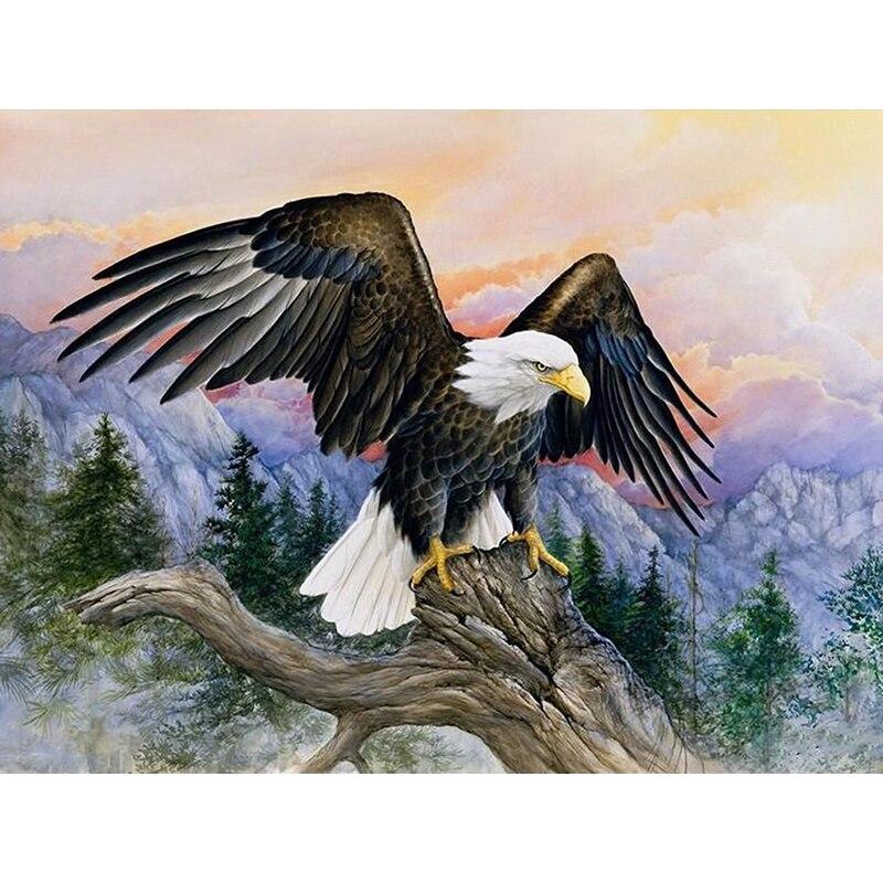 New 5D DIY Diamond Painting Eagle Head Diamond Embroidery Animal Cross Stitch Full Round Drill Home Decor Manual Art Gift