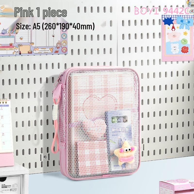 Baiyi Large Capacity Transparent Mesh File Bag for Students