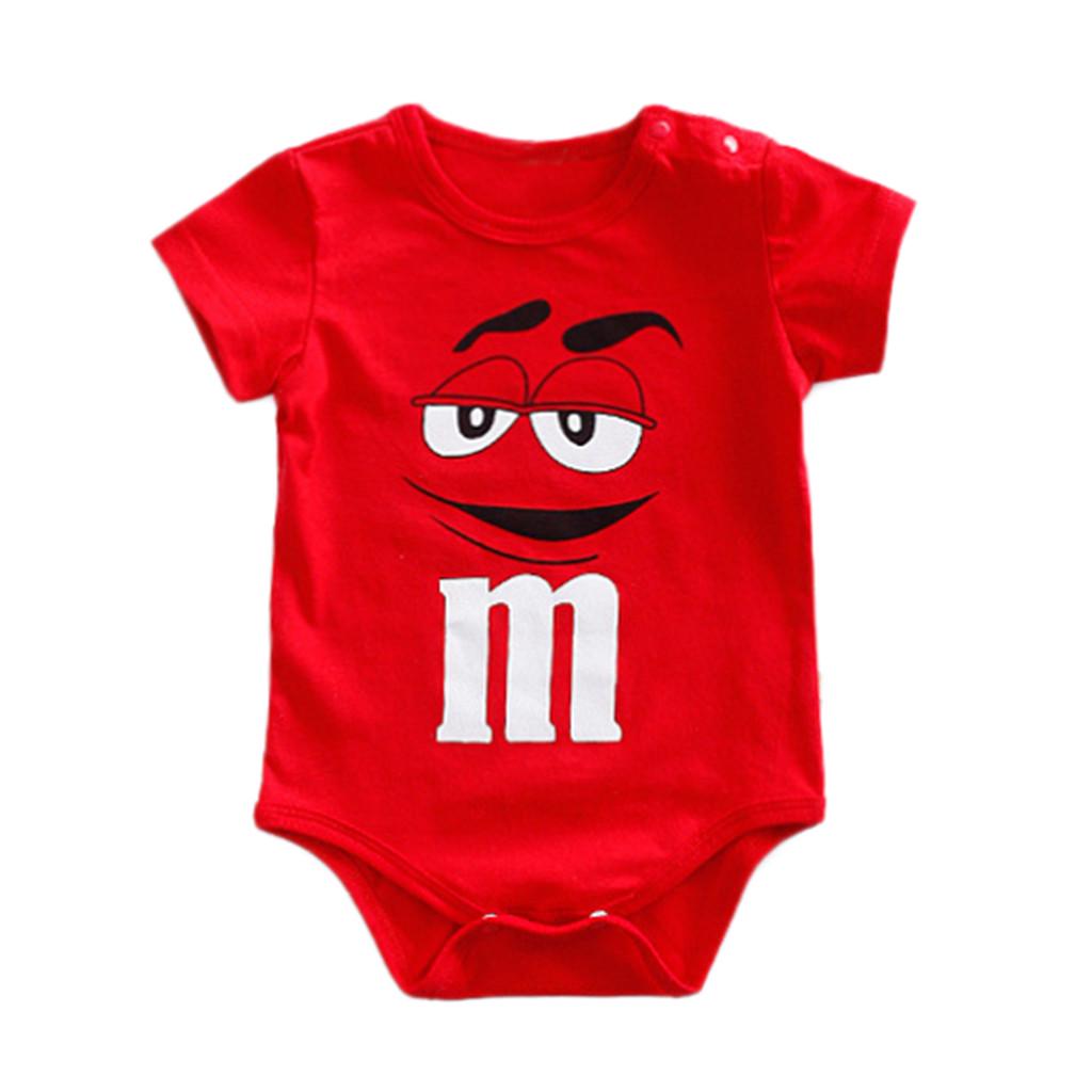 Dandan Fashion Baby Cute Infant M&M Short Sleeve Boys Girls Bodysuit Cartoon Rompers