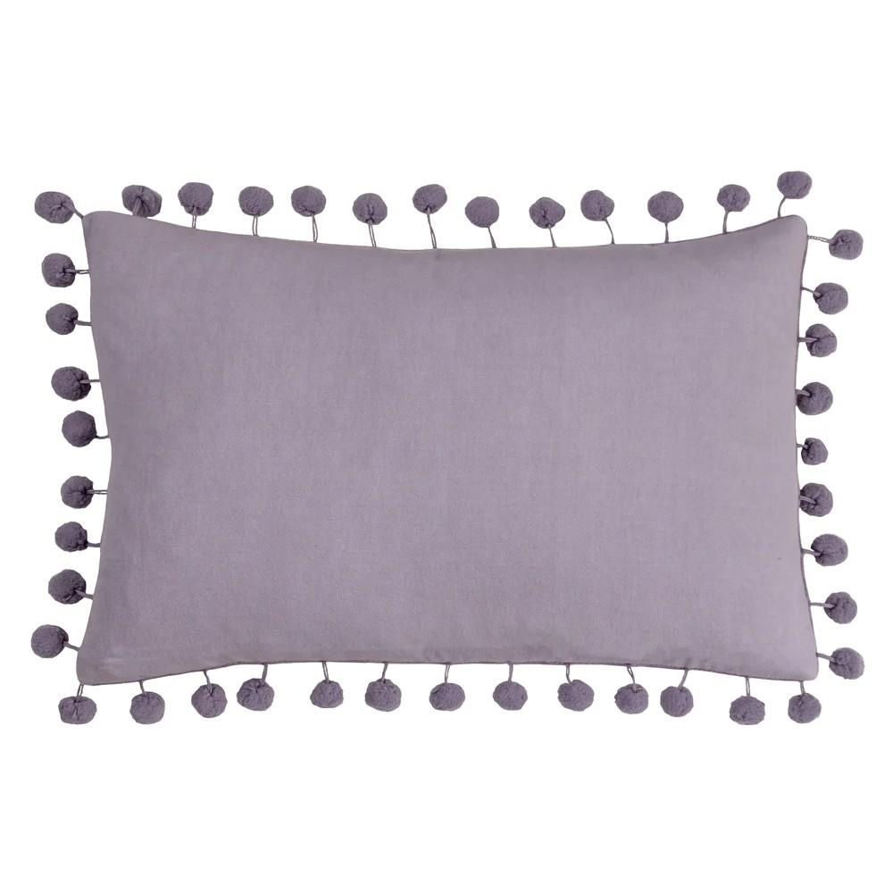 Furn Dora Pom Pom Velvet Rectangular Cushion Cover