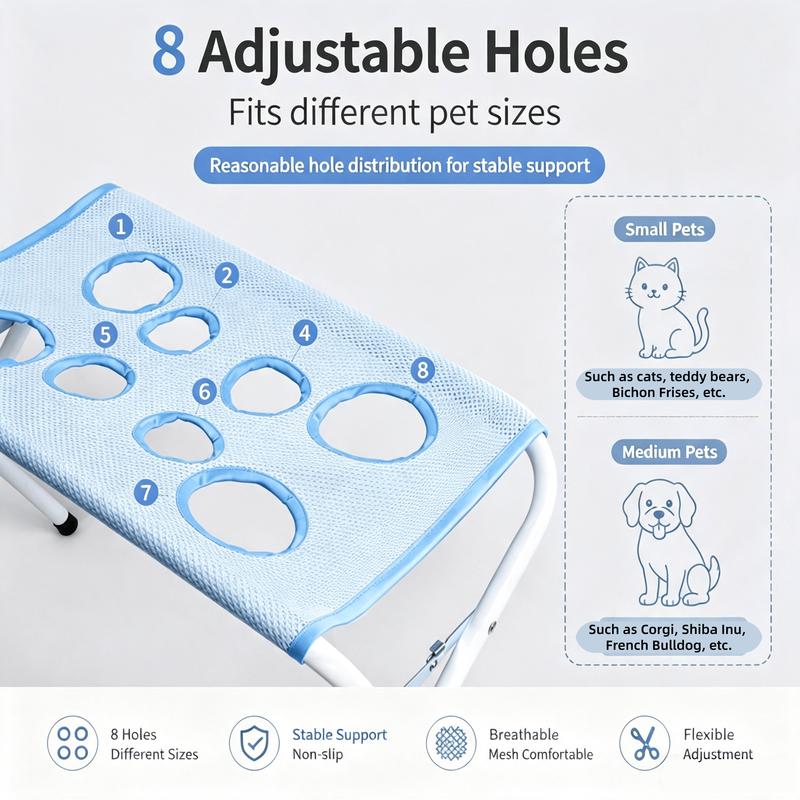 Foldable Pet Bathing Stand for Small Medium Dogs Cats Breathable Mesh Anti-Slip Grooming Fixed Rack Table