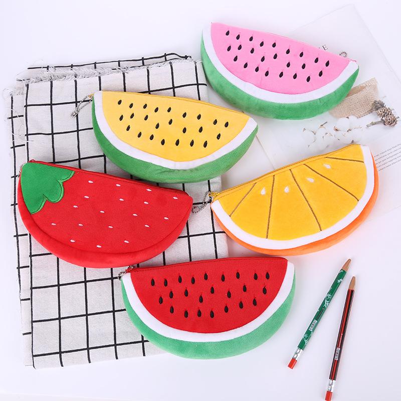 Plush Fruit Style Toiletry Organizer Cute Travel Cosmetic Bag Soft Girl's Pencil Makeup Bags for Women Girls