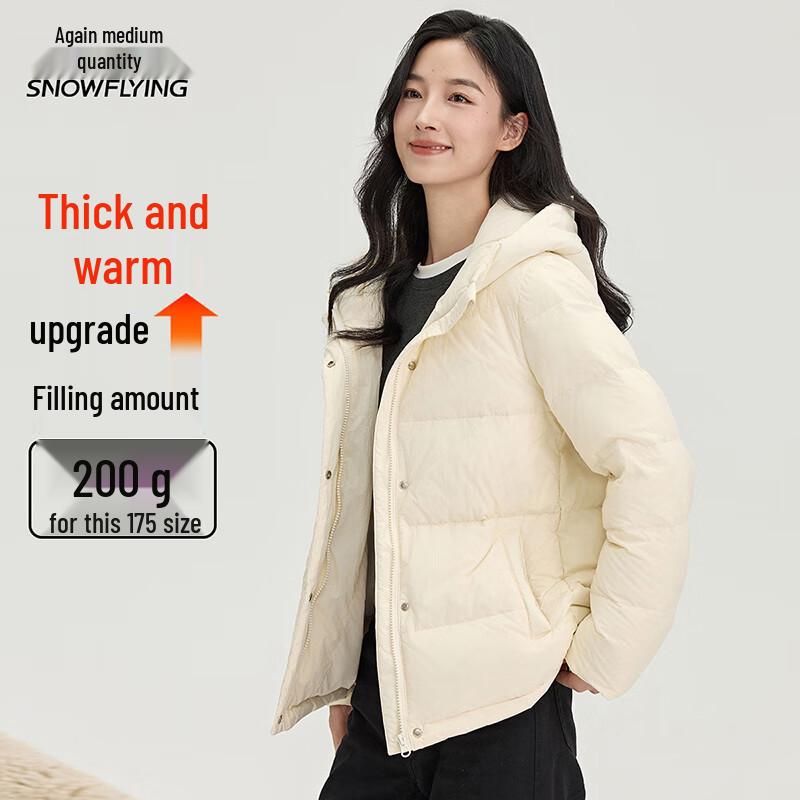 Xuezhongfei Warme Daunen-Pufferjacke mit Kapuze für Damen