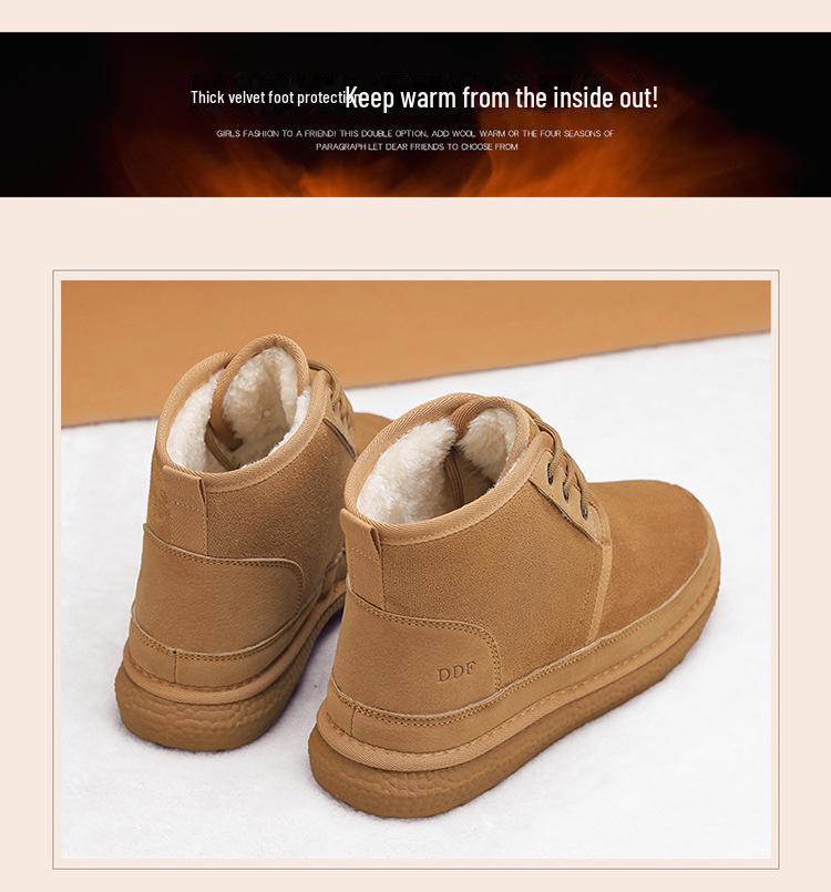 Men's High Top Non-Slip Snow Boots with Velvet Lining - Warm and Casual Winter Footwear