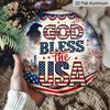 2D Flat - 1pc Round Aluminum Hanging Sign - "God Bless The USA" Patriotic Eagle & Firework Metal Wall Art, Decor for The 4Th of July, a Gift for