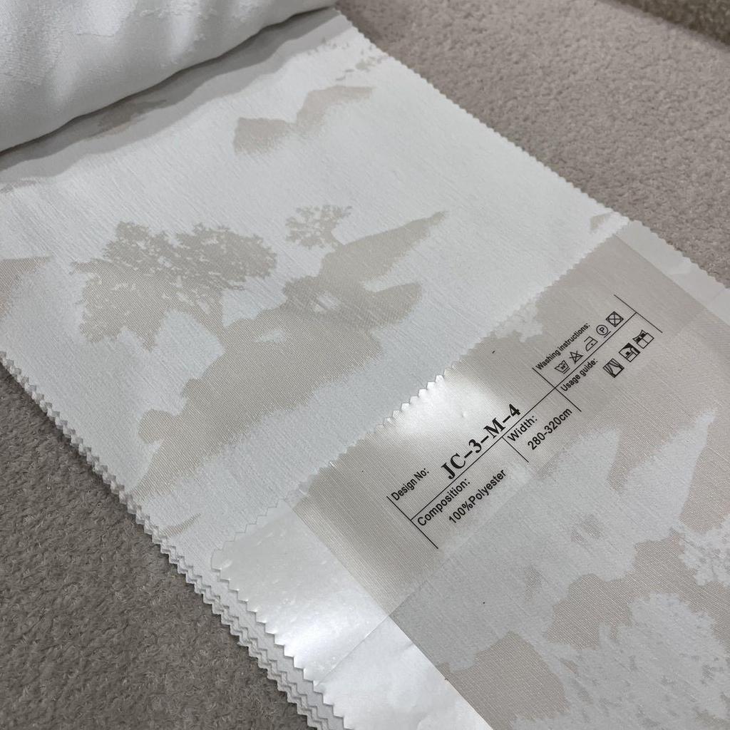 Cream Chenille Jacquard Wavy Sheer Curtains - High-End Translucent, Not See-Through, Ready-Made for Living Room, Korean Style