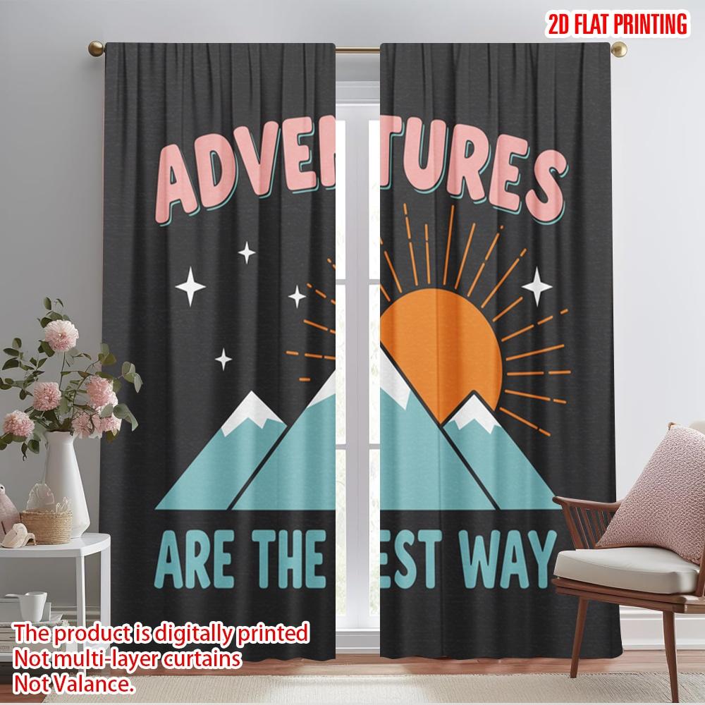

2pcs 2D flat printing Curtain Mountain Adventure Best Fabric Without Electricity Family Party Use for All Occasions 52.50×116.00 CM 2pcs