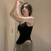 Summer Solid Color Button Irregular Camisole Hotsweet Women Sleeveless Slim Tank Top