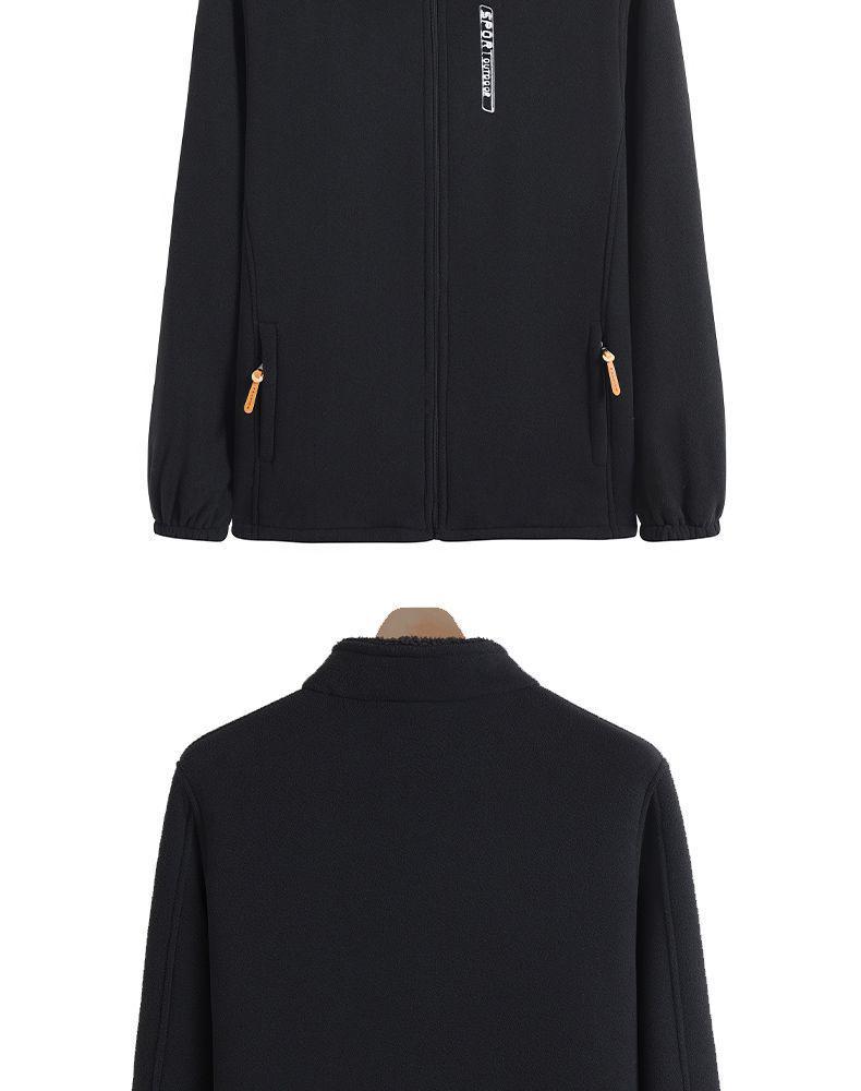 Herrfleecejacka med dubbelsida: Höst/Vinter Polarfleece Vindjacka & Tjock Sammet Kofta.