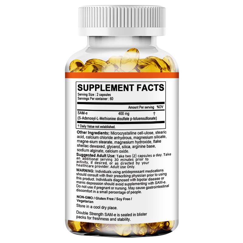 SAM-e Doppia Forza 400mg - Salute del Fegato, Disintossicazione Corporea, Alleviare il Dolore Articolare