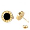Classic Fashion 18K Gold Titanium Steel Simple Roman Numerals Round Stud Earrings for Men and Women 2025 New Earrings