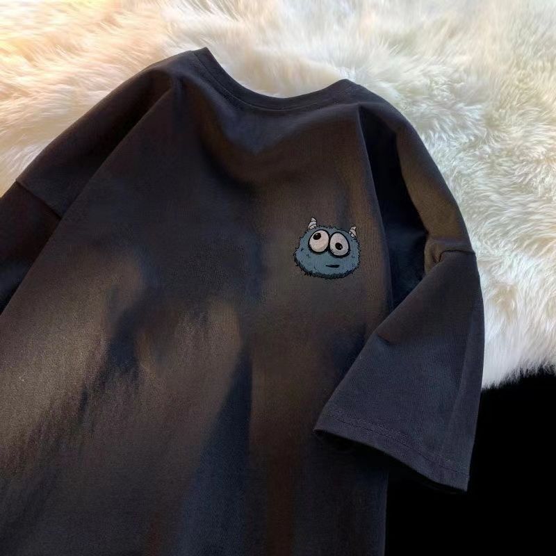 Short Sleeve T-Shirt Men'S Summer Loose Cartoon American Printing Trend Brand Student Half Sleeve Top Clothing T-Shirt