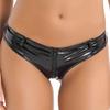 Womens Wet Look Booty Shorts Zipper Crotch Patent Leather Low Waist Hot Pants Clubwear