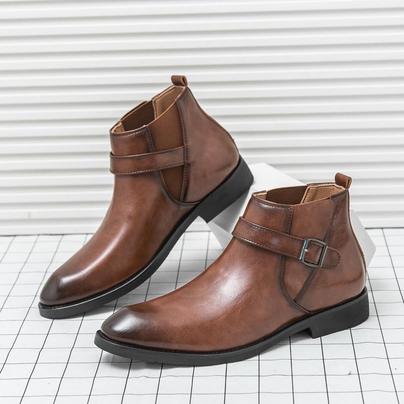 Moda Moda Męskie Buty Wysokie Nowy Design Śniegowce Kostki Antypoślizgowe Męskie Buty Chelsea Proste Męskie Biznesowe Botas Buty do Chodzenia Casual