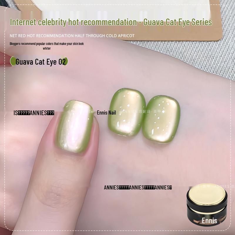 

Ennisi Kiwi Cat Eye Nail Polish - Spring/Summer 2025 Grape Purple Mirror Glass Bead