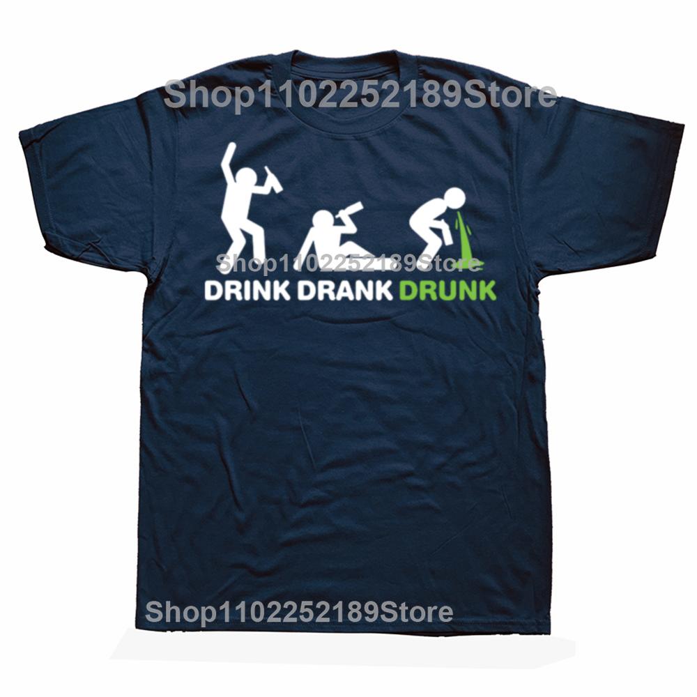 Funny Evolution of Drinking Graphic T-shirts Men Women's Fashion Casual Tshirt 100% Cotton Loose Oversized Beer Alcohol T Shirt