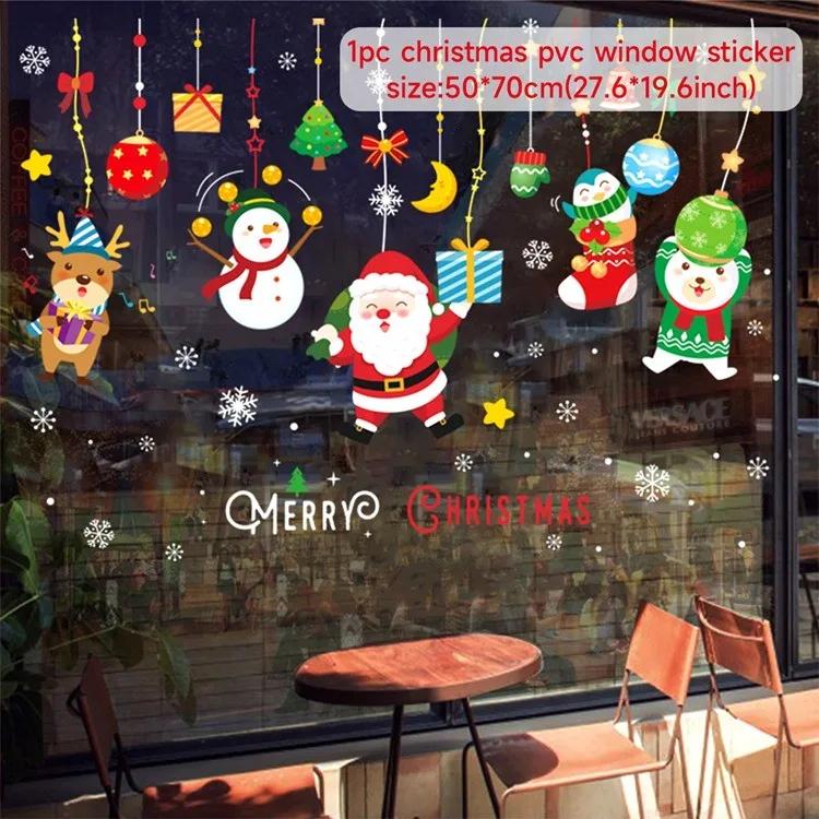 Christmas Wall Window Stickers Marry Christmas Decoration For Home 2025 Christmas Ornaments Xmas Navidad Gift New Year 2025