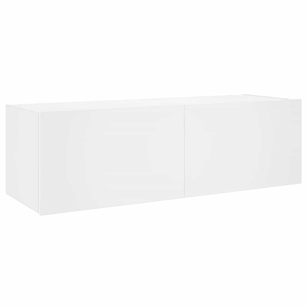 Wall Mounted TV Cabinet with RGB LED Lights White 100 x 35 x 31 cm