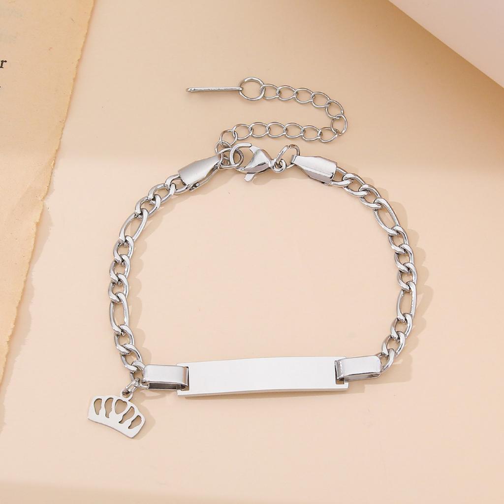 Stainless steel butterfly, crown, heart bracelet, couple bracelet, DIY personalized, smooth curved long bracelet, accessories