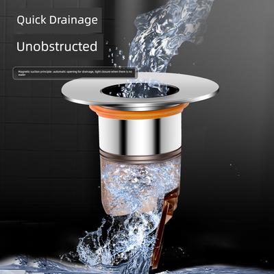 Universal Sink Basin Pop-Up Drain Stopper, Anti-Leakage Plug, Press-Type Anti-Odor Gadget