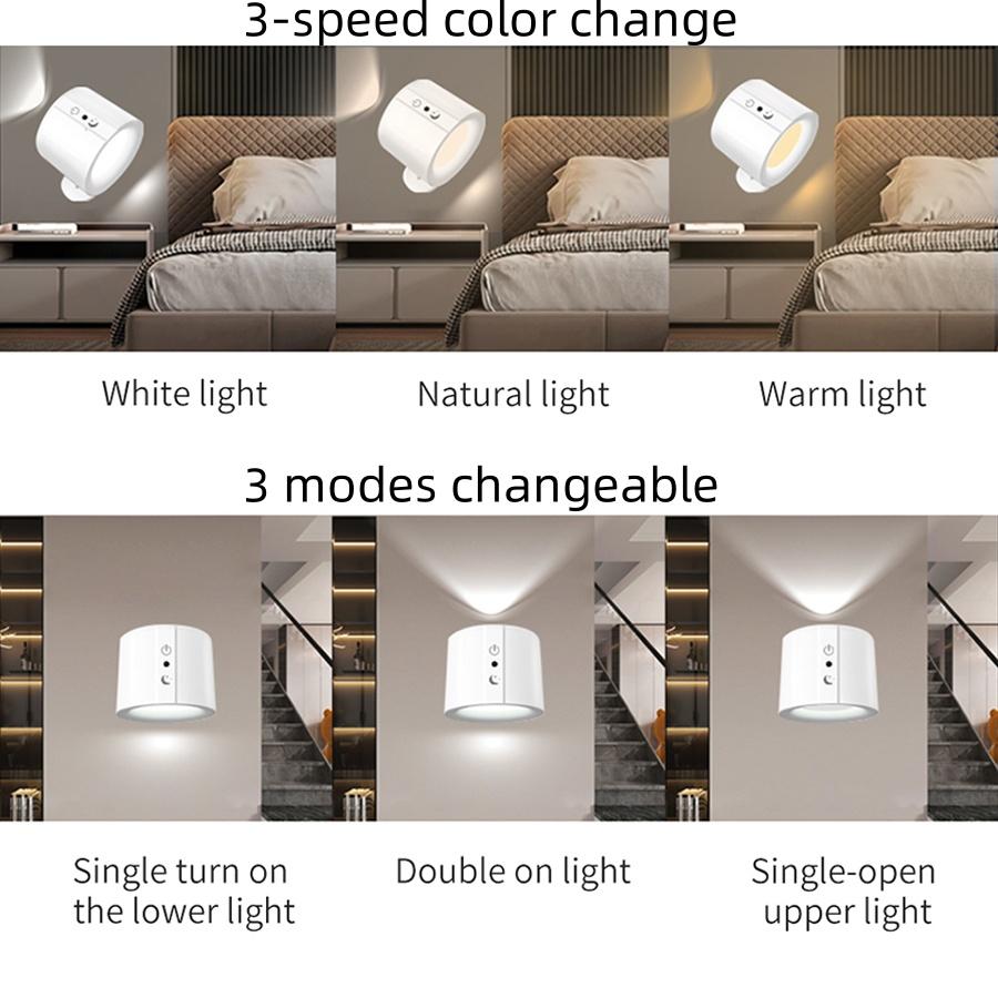 Magnetic LED Night Light Rechargeable Wall Lamp Touch Remote Control Wall Sconces Light Cabinet Spotlight Up and Down Glow
