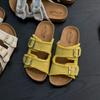 Retro buckle platform slippers women's summer new casual versatile Boken one-word drag outside sandals