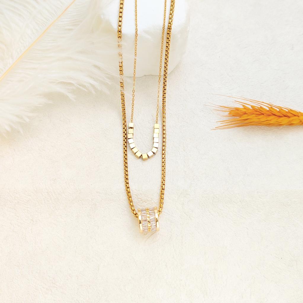 Double-Layer Stacked Small Waist Necklace Women'S High-End Sense Light Luxury Personality Versatile Collarbone Chain Autumn And Winter Accessories