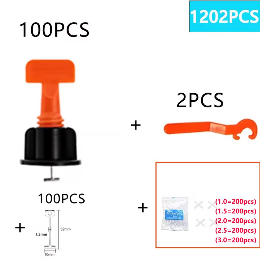 11–1202 Stück Bodenfliesen-Nivelliersystem-Clips, Bauwerkzeug-Set, Leveler-Einsteller, Fliesenwandverlegung, manuelle Werkzeuge, Locator-Abstandshalter