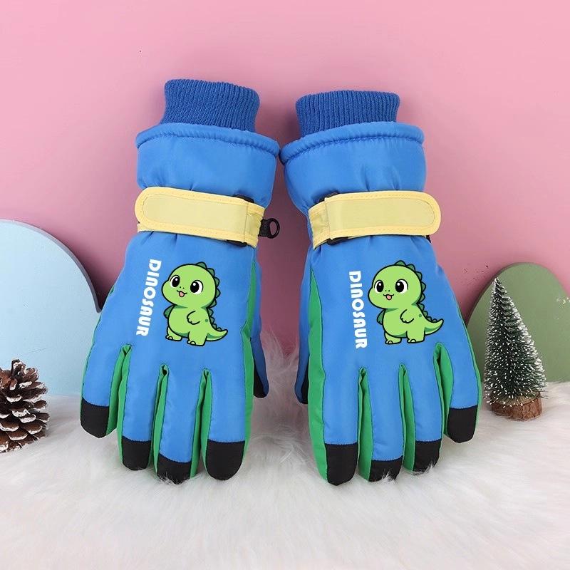 Children's Winter Ski Gloves: Thick, Cold-Proof, Waterproof, Windproof, Non-Slip, Warm Cotton for Ages 3-17.