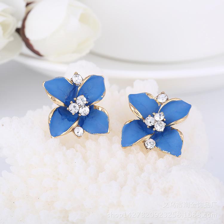 

Бабочка синяя матовая капля масла камелия кристалл горный хрусталь модный не имеет отверстий для ушей