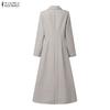 ZANZEA Women Casual Turn Down Collar Long Sleeve Midi Dress