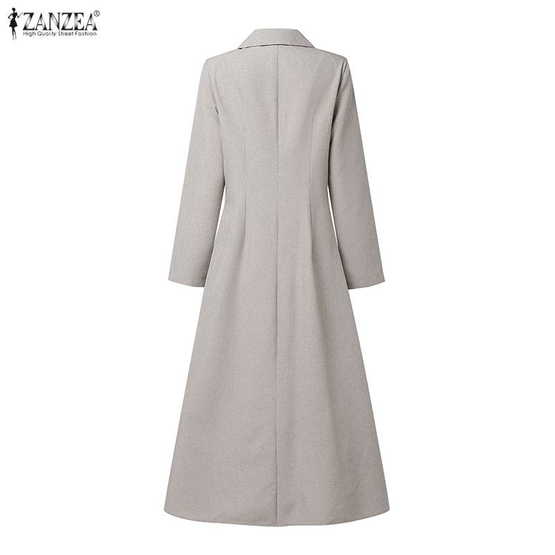 ZANZEA Women Casual Turn Down Collar Long Sleeve Midi Dress